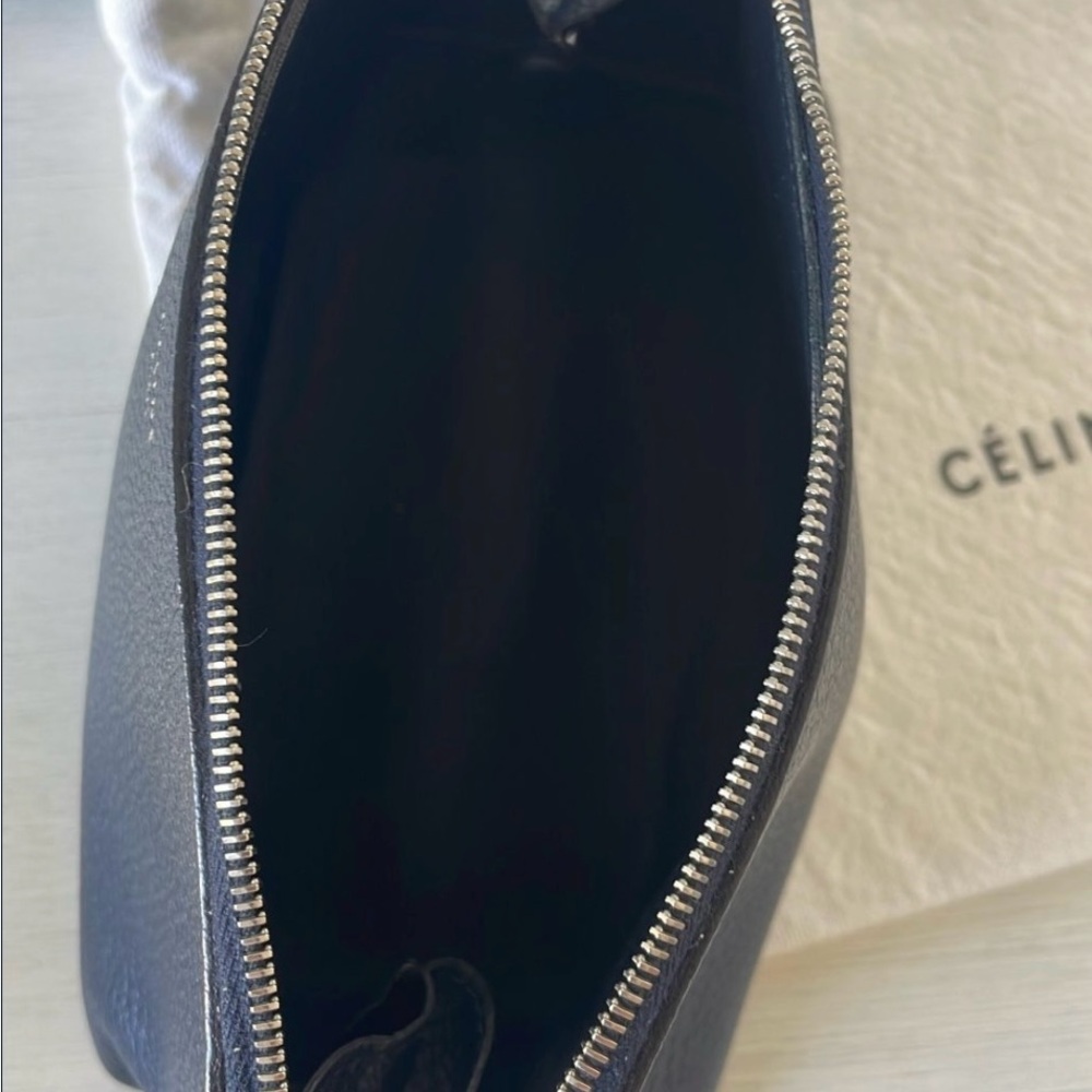 Celine Navy Leather Cosmetic Pouch (pre-owned) - Picture 9 of 11